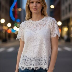 NWOT JODIFL Elegant White Lace Top